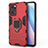 Funda Bumper Silicona y Plastico Mate Carcasa con Magnetico Anillo de dedo Soporte para Oppo Find X5 Lite 5G Rojo