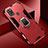 Funda Bumper Silicona y Plastico Mate Carcasa con Magnetico Anillo de dedo Soporte para Samsung Galaxy A21s Rojo