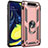 Funda Bumper Silicona y Plastico Mate Carcasa con Magnetico Anillo de dedo Soporte para Samsung Galaxy A80 Oro Rosa