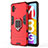 Funda Bumper Silicona y Plastico Mate Carcasa con Magnetico Anillo de dedo Soporte para Samsung Galaxy M13 5G Rojo
