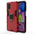 Funda Bumper Silicona y Plastico Mate Carcasa con Magnetico Anillo de dedo Soporte para Samsung Galaxy M51 Rojo