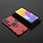 Funda Bumper Silicona y Plastico Mate Carcasa con Magnetico Anillo de dedo Soporte para Samsung Galaxy M52 5G Rojo