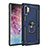 Funda Bumper Silicona y Plastico Mate Carcasa con Magnetico Anillo de dedo Soporte para Samsung Galaxy Note 10 Plus Azul