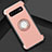 Funda Bumper Silicona y Plastico Mate Carcasa con Magnetico Anillo de dedo Soporte para Samsung Galaxy S10 Oro Rosa