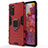 Funda Bumper Silicona y Plastico Mate Carcasa con Magnetico Anillo de dedo Soporte para Samsung Galaxy S20 Lite 5G Rojo