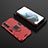 Funda Bumper Silicona y Plastico Mate Carcasa con Magnetico Anillo de dedo Soporte para Samsung Galaxy S21 Plus 5G Rojo