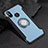 Funda Bumper Silicona y Plastico Mate Carcasa con Magnetico Anillo de dedo Soporte para Xiaomi Mi 8 Azul