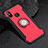 Funda Bumper Silicona y Plastico Mate Carcasa con Magnetico Anillo de dedo Soporte para Xiaomi Mi 8 Rojo