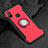 Funda Bumper Silicona y Plastico Mate Carcasa con Magnetico Anillo de dedo Soporte para Xiaomi Mi A2 Lite Rojo