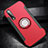 Funda Bumper Silicona y Plastico Mate Carcasa con Magnetico Anillo de dedo Soporte para Xiaomi Mi A3 Lite Rojo