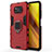 Funda Bumper Silicona y Plastico Mate Carcasa con Magnetico Anillo de dedo Soporte para Xiaomi Poco X3 NFC Rojo