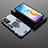 Funda Bumper Silicona y Plastico Mate Carcasa con Magnetico Anillo de dedo Soporte para Xiaomi Redmi 11 Prime 4G Azul