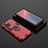 Funda Bumper Silicona y Plastico Mate Carcasa con Magnetico Anillo de dedo Soporte para Xiaomi Redmi Note 10 Pro 5G Rojo
