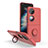 Funda Bumper Silicona y Plastico Mate Carcasa con Magnetico Anillo de dedo Soporte QW1 para Huawei P50 Pocket Rojo Rosa