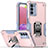 Funda Bumper Silicona y Plastico Mate Carcasa con Magnetico Anillo de dedo Soporte QW1 para Samsung Galaxy A03s Rosa