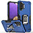 Funda Bumper Silicona y Plastico Mate Carcasa con Magnetico Anillo de dedo Soporte QW1 para Samsung Galaxy M32 5G Azul