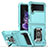 Funda Bumper Silicona y Plastico Mate Carcasa con Magnetico Anillo de dedo Soporte QW1 para Samsung Galaxy Z Flip3 5G Azul Claro