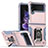 Funda Bumper Silicona y Plastico Mate Carcasa con Magnetico Anillo de dedo Soporte QW1 para Samsung Galaxy Z Flip3 5G Rosa