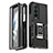 Funda Bumper Silicona y Plastico Mate Carcasa con Magnetico Anillo de dedo Soporte QW1 para Samsung Galaxy Z Fold3 5G Negro