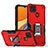 Funda Bumper Silicona y Plastico Mate Carcasa con Magnetico Anillo de dedo Soporte QW1 para Xiaomi Redmi 9 India Rojo