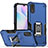 Funda Bumper Silicona y Plastico Mate Carcasa con Magnetico Anillo de dedo Soporte QW1 para Xiaomi Redmi 9AT Azul