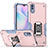 Funda Bumper Silicona y Plastico Mate Carcasa con Magnetico Anillo de dedo Soporte QW1 para Xiaomi Redmi 9AT Rosa