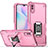 Funda Bumper Silicona y Plastico Mate Carcasa con Magnetico Anillo de dedo Soporte QW1 para Xiaomi Redmi 9i Rosa Roja