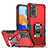 Funda Bumper Silicona y Plastico Mate Carcasa con Magnetico Anillo de dedo Soporte QW1 para Xiaomi Redmi Note 11 Pro 5G Rojo