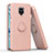 Funda Bumper Silicona y Plastico Mate Carcasa con Magnetico Anillo de dedo Soporte QW1 para Xiaomi Redmi Note 9S Oro Rosa