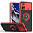 Funda Bumper Silicona y Plastico Mate Carcasa con Magnetico Anillo de dedo Soporte QW2 para Xiaomi Poco X4 Pro 5G Rojo