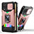 Funda Bumper Silicona y Plastico Mate Carcasa con Magnetico Anillo de dedo Soporte QW3 para Samsung Galaxy A12 Oro Rosa