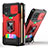 Funda Bumper Silicona y Plastico Mate Carcasa con Magnetico Anillo de dedo Soporte QW3 para Samsung Galaxy A12 Rojo