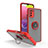 Funda Bumper Silicona y Plastico Mate Carcasa con Magnetico Anillo de dedo Soporte QW3 para Samsung Galaxy M02s Rojo
