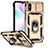 Funda Bumper Silicona y Plastico Mate Carcasa con Magnetico Anillo de dedo Soporte QW3 para Xiaomi Redmi 9A Oro