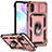 Funda Bumper Silicona y Plastico Mate Carcasa con Magnetico Anillo de dedo Soporte QW3 para Xiaomi Redmi 9AT Oro Rosa