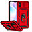 Funda Bumper Silicona y Plastico Mate Carcasa con Magnetico Anillo de dedo Soporte QW3 para Xiaomi Redmi 9AT Rojo