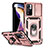 Funda Bumper Silicona y Plastico Mate Carcasa con Magnetico Anillo de dedo Soporte QW3 para Xiaomi Redmi Note 11 Pro+ Plus 5G Oro Rosa