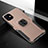 Funda Bumper Silicona y Plastico Mate Carcasa con Magnetico Anillo de dedo Soporte R01 para Apple iPhone 11 Oro Rosa