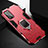 Funda Bumper Silicona y Plastico Mate Carcasa con Magnetico Anillo de dedo Soporte R01 para Huawei Honor 30 Lite 5G Rojo