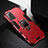 Funda Bumper Silicona y Plastico Mate Carcasa con Magnetico Anillo de dedo Soporte R01 para Huawei Honor Play4 5G Rojo