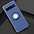 Funda Bumper Silicona y Plastico Mate Carcasa con Magnetico Anillo de dedo Soporte R01 para Samsung Galaxy S10 Plus Azul