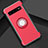 Funda Bumper Silicona y Plastico Mate Carcasa con Magnetico Anillo de dedo Soporte R01 para Samsung Galaxy S10 Plus Rojo