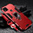 Funda Bumper Silicona y Plastico Mate Carcasa con Magnetico Anillo de dedo Soporte R01 para Xiaomi Redmi 9 India Rojo