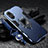 Funda Bumper Silicona y Plastico Mate Carcasa con Magnetico Anillo de dedo Soporte R01 para Xiaomi Redmi Note 11R 5G Azul