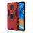 Funda Bumper Silicona y Plastico Mate Carcasa con Magnetico Anillo de dedo Soporte R01 para Xiaomi Redmi Note 9 Pro Max Rojo