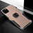 Funda Bumper Silicona y Plastico Mate Carcasa con Magnetico Anillo de dedo Soporte R02 para Apple iPhone 11 Pro Max Oro Rosa