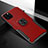 Funda Bumper Silicona y Plastico Mate Carcasa con Magnetico Anillo de dedo Soporte R02 para Apple iPhone 11 Pro Rojo