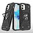 Funda Bumper Silicona y Plastico Mate Carcasa con Magnetico Anillo de dedo Soporte R02 para Apple iPhone 12 Mini Negro