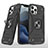 Funda Bumper Silicona y Plastico Mate Carcasa con Magnetico Anillo de dedo Soporte R02 para Apple iPhone 12 Pro Max Negro