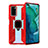 Funda Bumper Silicona y Plastico Mate Carcasa con Magnetico Anillo de dedo Soporte R02 para Huawei Honor View 30 5G Rojo